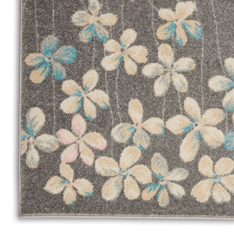 Nourison Tranquil 4' X 6' Grey/Beige Area Rug Bohemian Botanical Vine and Bloom by Nourison