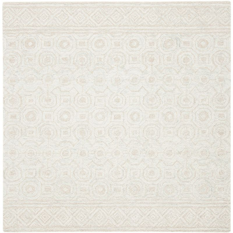 Micro-Loop MLP950 Hand Tufted Indoor Area Rug - Ivory/Light Green - 5'x5' - Safavieh