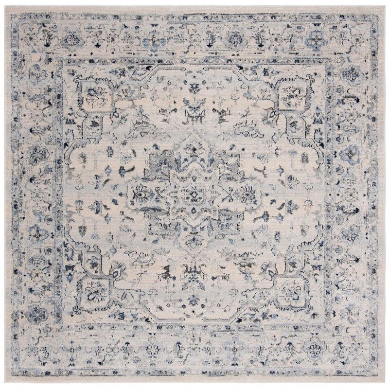 Charleston CHL411 Loomed Indoor Area Rug - Ivory/Light Blue - 6'7"x6'7" - Safavieh