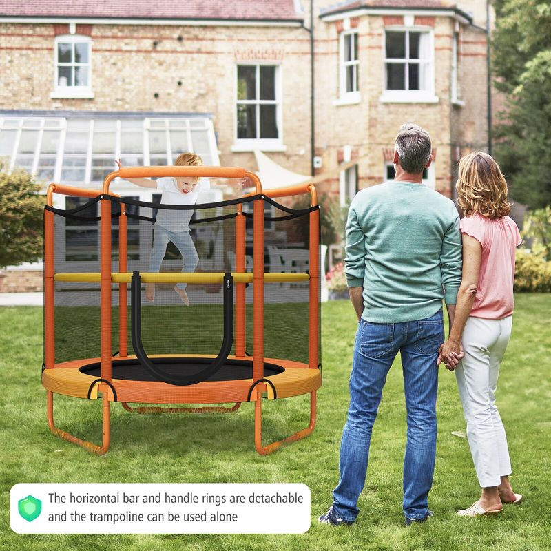 Costway 5FT Kids 3-in-1 Game Trampoline Seamless W/ Enclosure Net Spring Pad In/ Outdoor