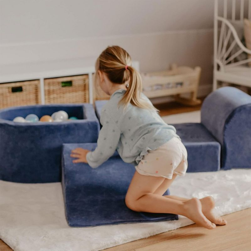 MeowBaby 3 Elements Soft Foam Blocks Playset with Velvet Cover, Lightweight & Durable Indoor Climbing Playground for Babies & Toddlers, White