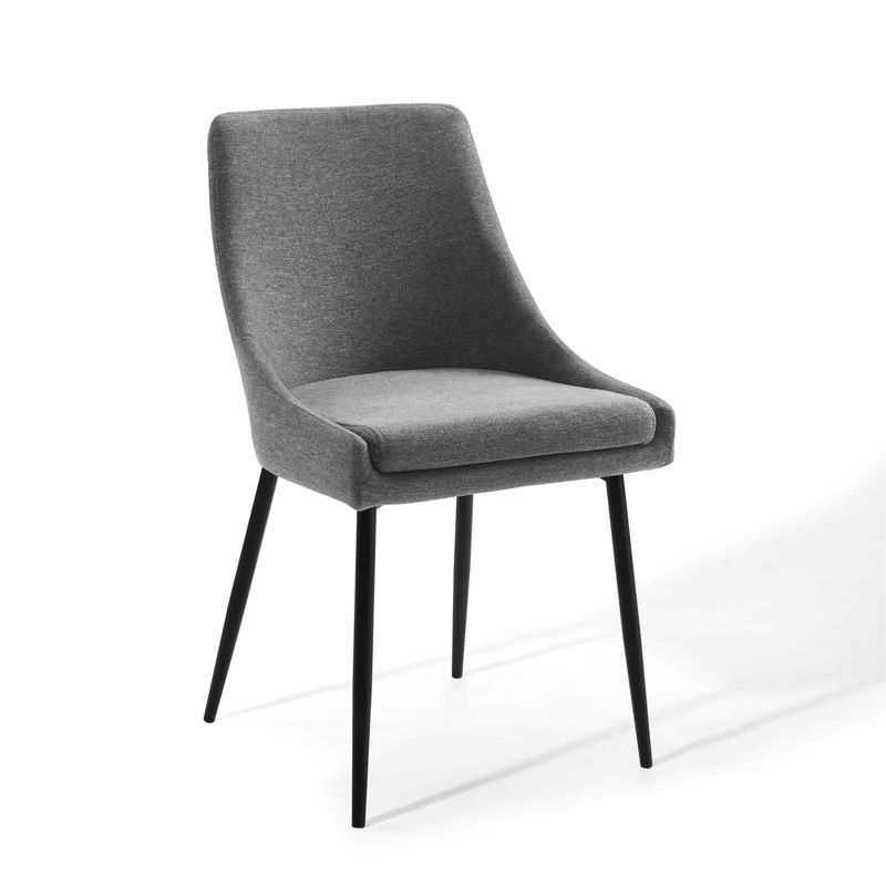Modway Viscount Upholstered Fabric Dining Chairs - Set of 2, Black Charcoal