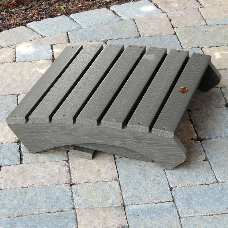 Folding Adirondack Patio Ottoman Coastal Teak Gray - highwood: All-Weather, Water-Resistant, No Assembly Required