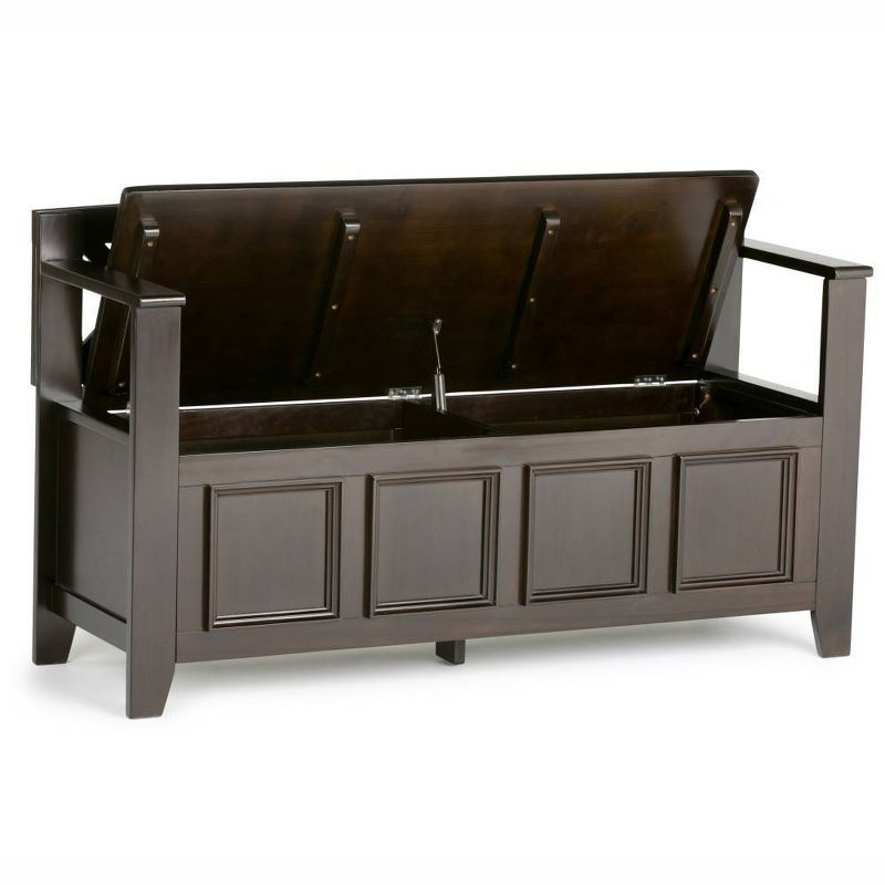 WyndenHall 48" Halifax Transitional Solid Wood Entryway Storage Bench Hickory Brown: Pine Frame, 300lb Capacity, Modern Style
