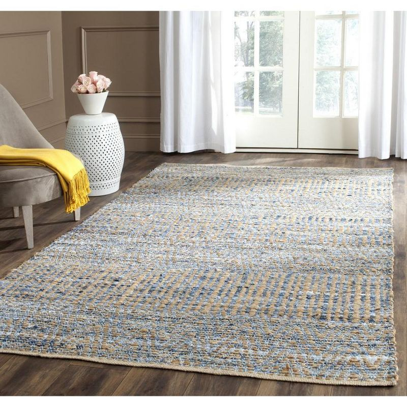 Cape Cod CAP353 Hand Woven Area Rug - Natural/Blue - 4'x6' - Safavieh.