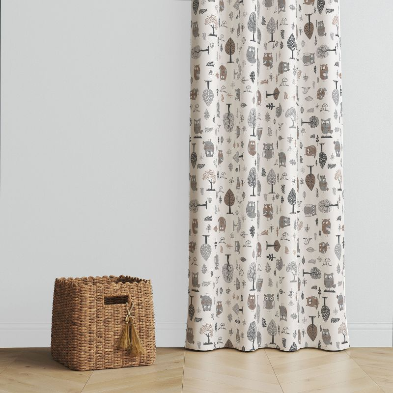 Bacati - Owls in the Woods Beige/Grey Curtain Panel