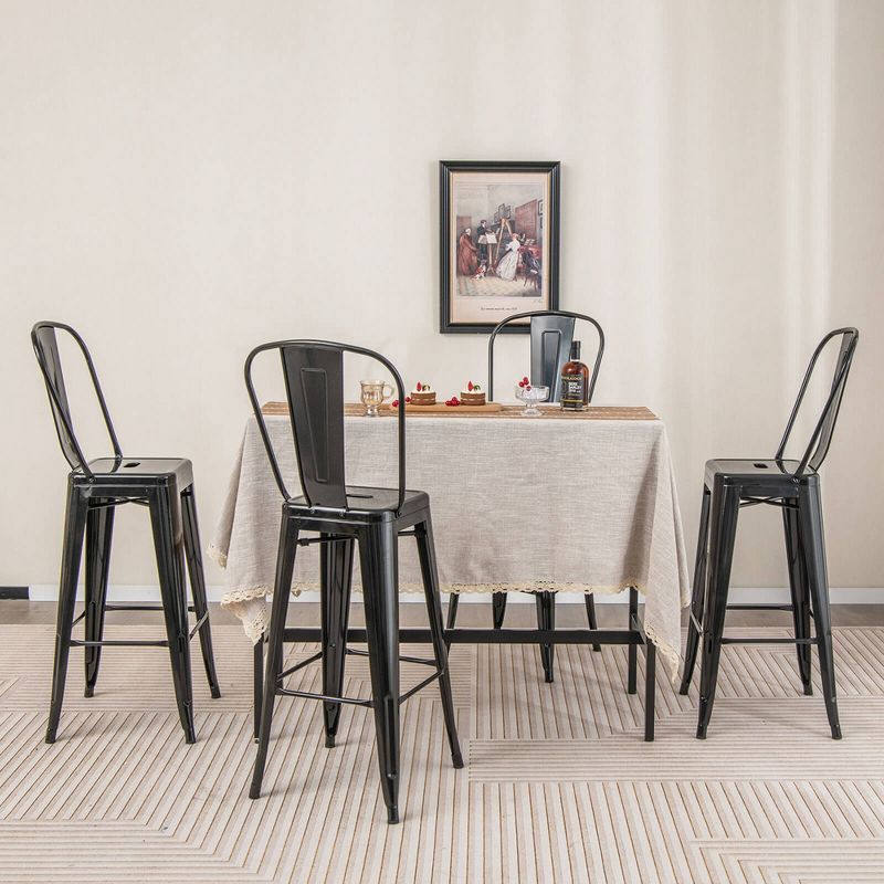 Costway 30" Bar Height Chairs with Footrest & Removable Backrest Rubber Feet for Kitchen