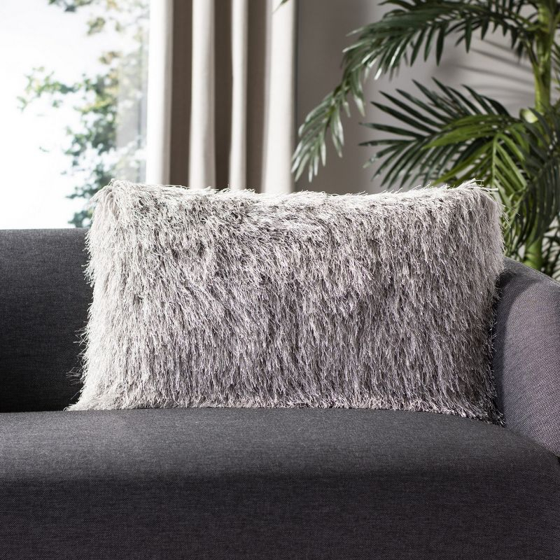 Shag Modish Metallic Pillow - Metallic Silver - 14"X24" - Safavieh