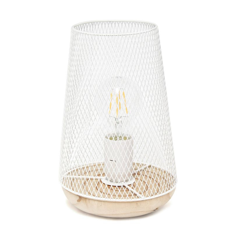 Simple Designs Wired Mesh Uplight Table Lamp White: Modern Cylinder Shade, ETL Listed, No Assembly Required