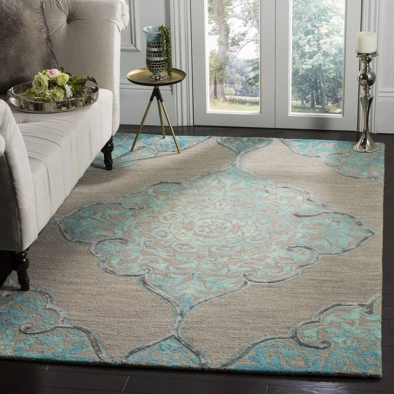 Dip Dye DDY510 Hand Tufted Indoor Area Rug - Grey/Turquoise - 6'x9' - Safavieh