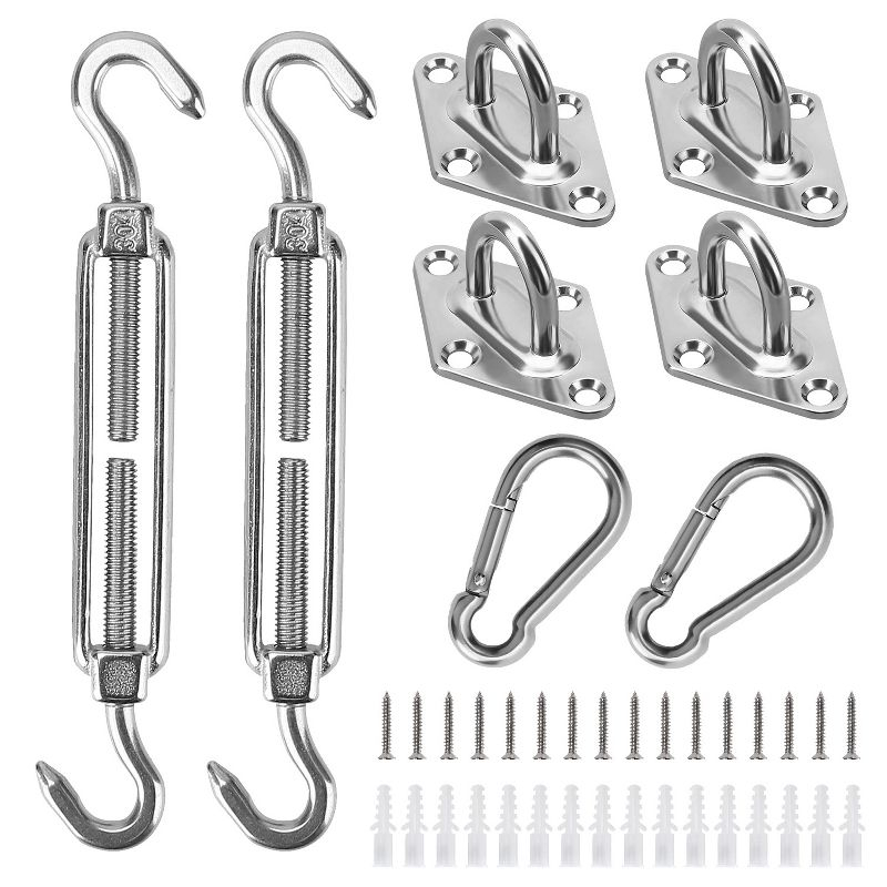 LakeForest"Stainless Steel Sun Shade Sail Hardware Kit for Easy Installation of Rectangular & Square Sails"Silver