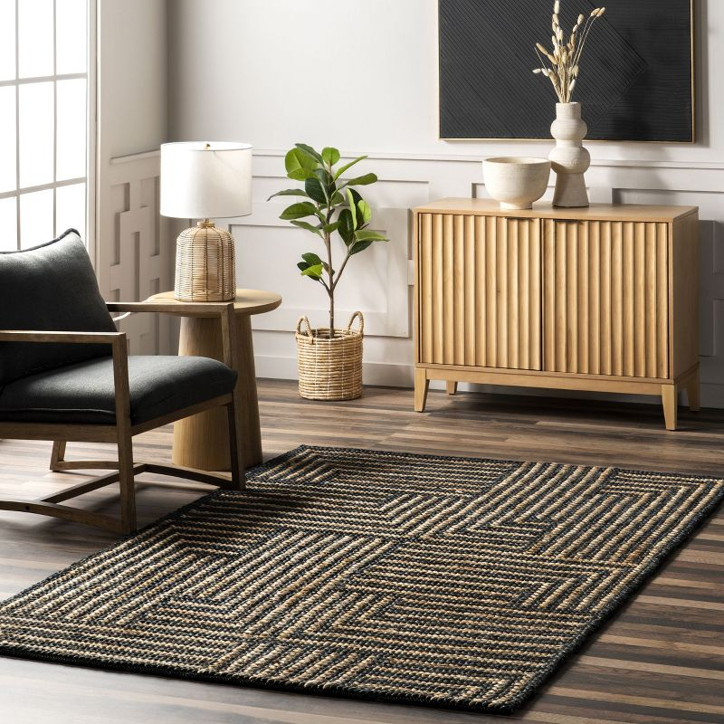 Nuloom Grassland Handwoven Jute Area Rug, 5' x 8', Black
