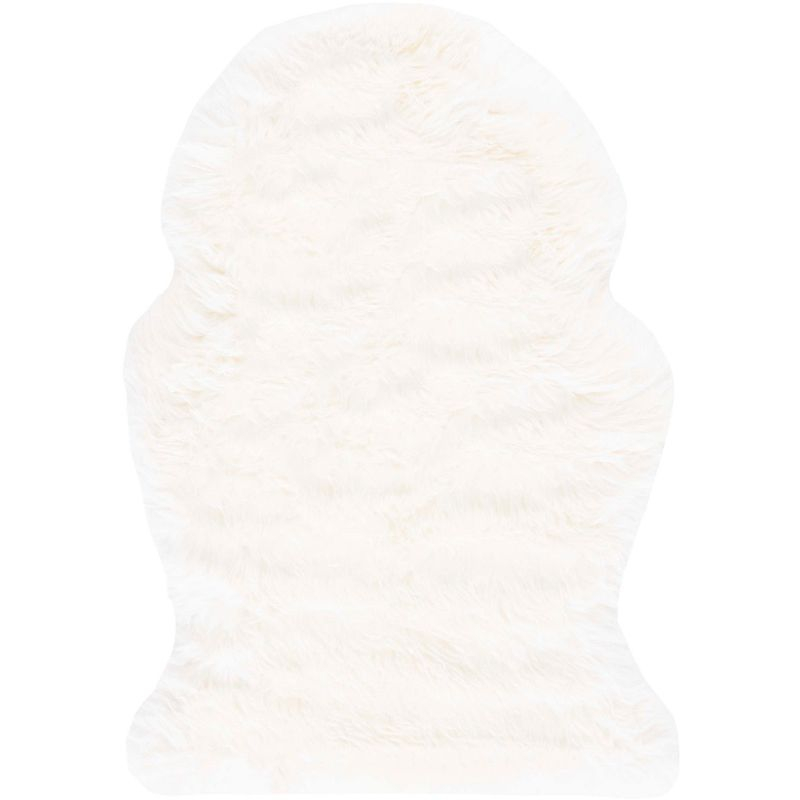 Sheep Skin SHS211 Hand Woven Accent Rug - Natural/White - 2'x3' - Safavieh.