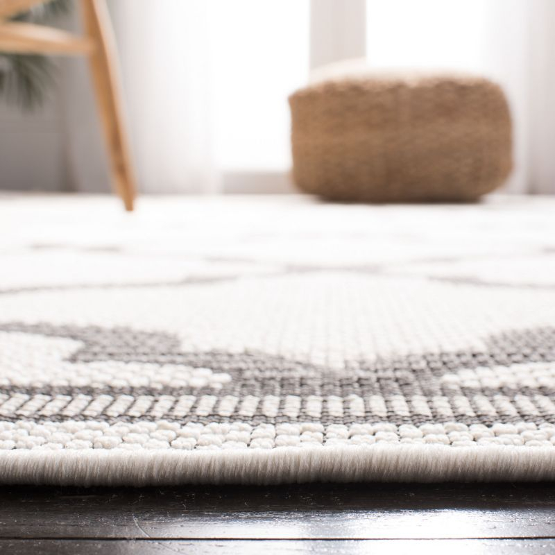 Bermuda BMU810 Power Loomed Indoor/Outdoor Machine Washable Area Rug - Ivory/Grey - 6'7" Round - Safavieh