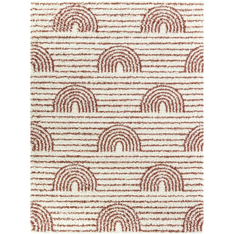7'10"x10' Hailey Rainbow Striped Kids' Rug White/Red - Balta Rugs: Playroom, Bedroom, High Pile, Fade & Stain Resistant