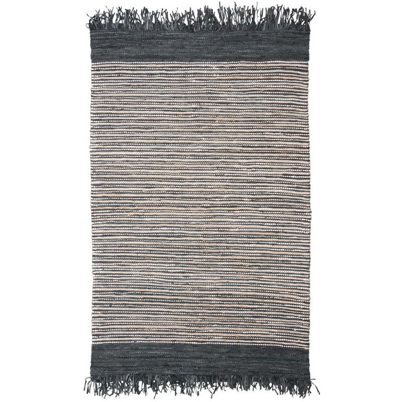Vintage Leather VTL373 Hand Woven Indoor Area Rug - Dark Grey/Multi - 6'x9' - Safavieh.