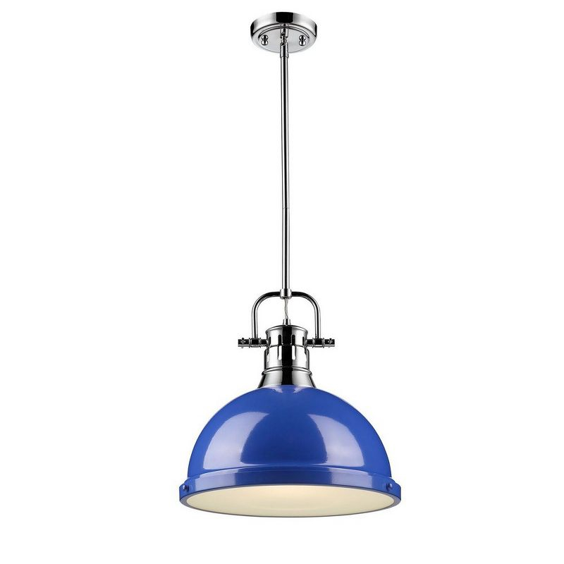 Golden Lighting Duncan 1-Light Large Pendant in Matte Black with White