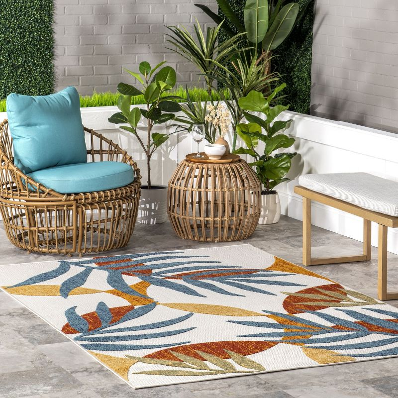 Nuloom Saskia Floral & Paisley 8x10 Indoor/Outdoor Area Rug for Living Room Patio Deck Front Porch Kitchen, Multicolor/Ivory