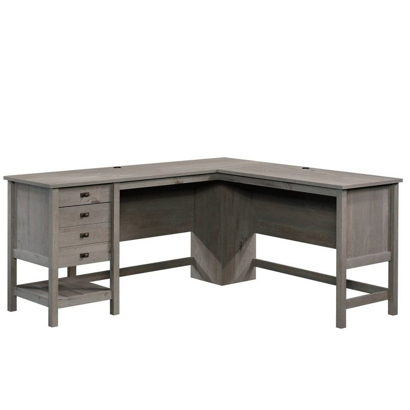 Cottage Road L-Shaped Desk Mystic Oak - Sauder: Home Office Furniture with Open Shelf & Grommets