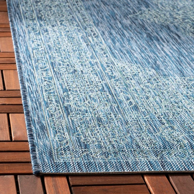 Courtyard CY8232 Power Loomed Indoor/Outdoor Area Rug - Navy/Ivory - 6'7"x6'7" - Safavieh.