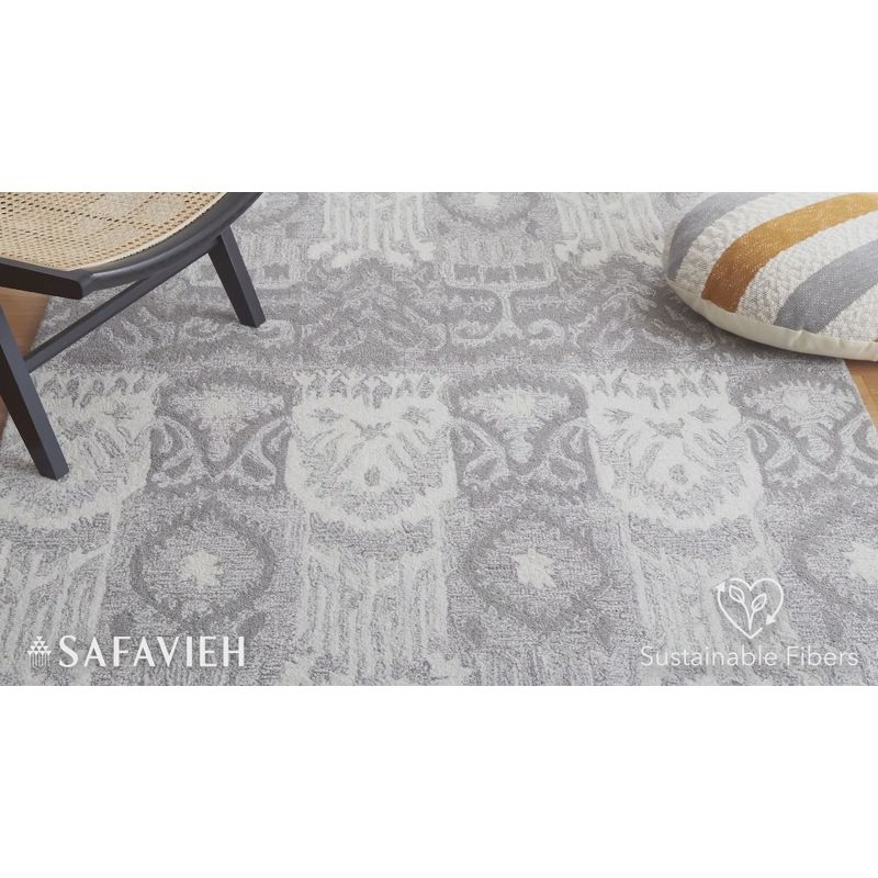 Ikat IKT653 Hand Tufted Runner Rug - Grey/Ivory - 2'3"x8' - Safavieh.