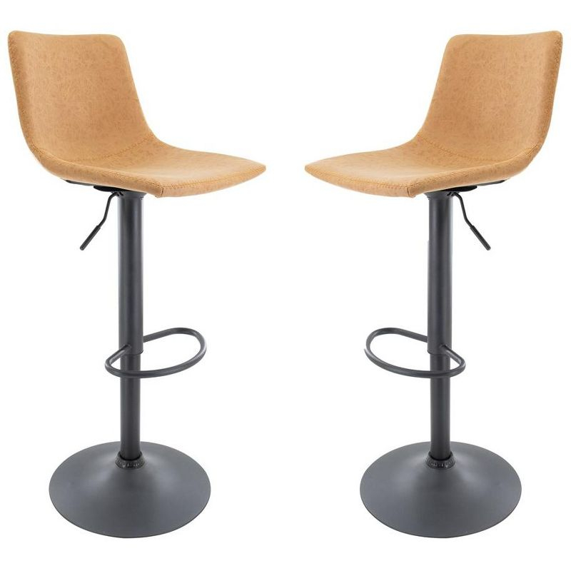 LeisureMod Tilbury Modern Adjustable Bar Stool Set of 2 with Footrest and 360-Degree Swivel, Counter Height Chairs for Kitchen Island and Home Bar