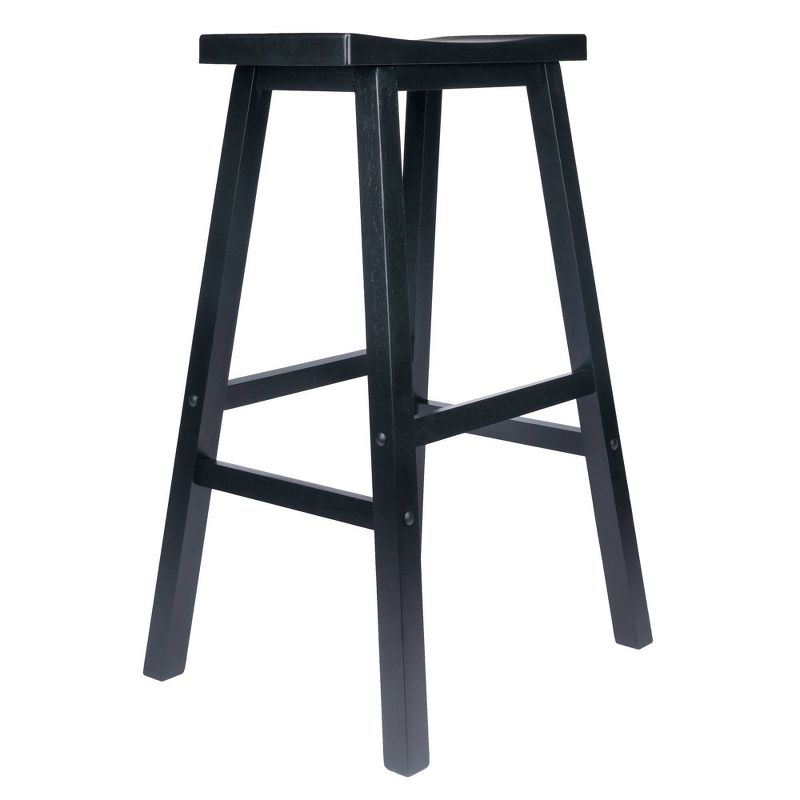 29" Satori Saddle Seat Barstool Black - Winsome: Solid Wood, High-Top Counter, Backless Design