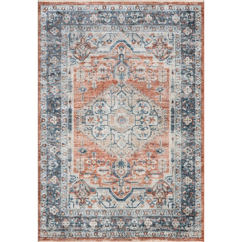 Nuloom Zara Medallion 3x5 Accent Indoor Area Rug for Living Room Bedroom Dining Room Entryway Kitchen, Rust/Blue