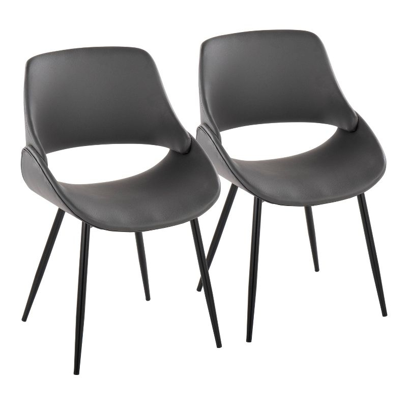 Set of 2 Fabrico Dining Chairs Black/Gray - LumiSource: Upholstered Metal Frame, Contemporary Style