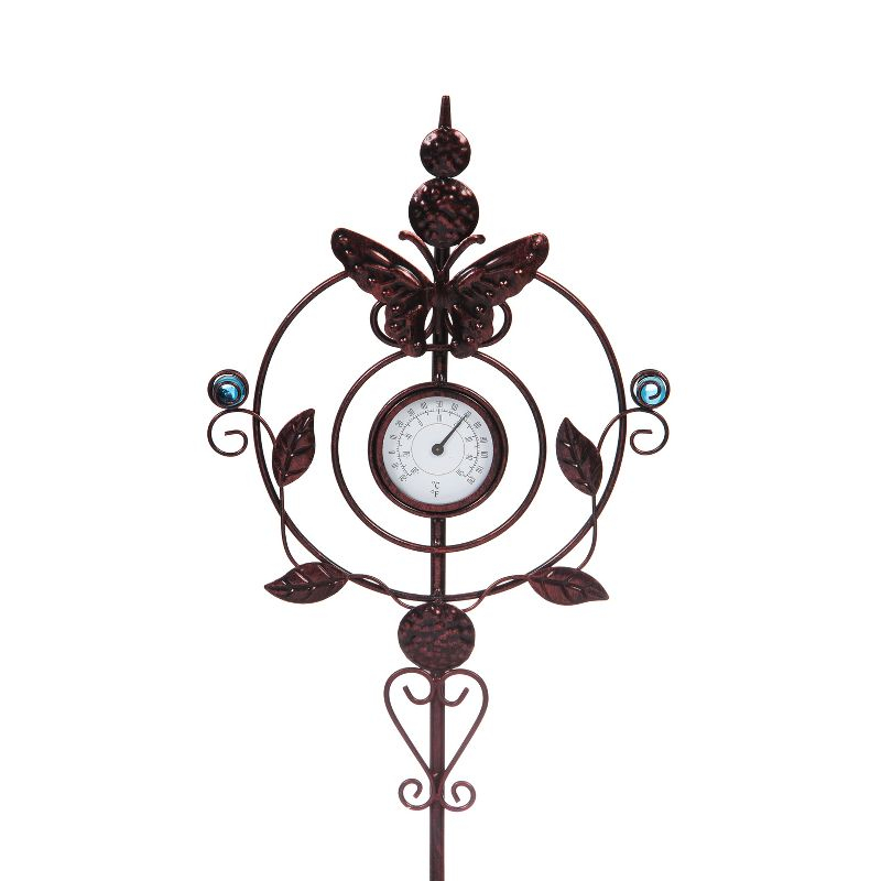 Evergreen Flag Beautiful Butterfly Thermometer Garden Stake - 9 x 32 x 1 Inches Homegoods and Decorations for Every Space