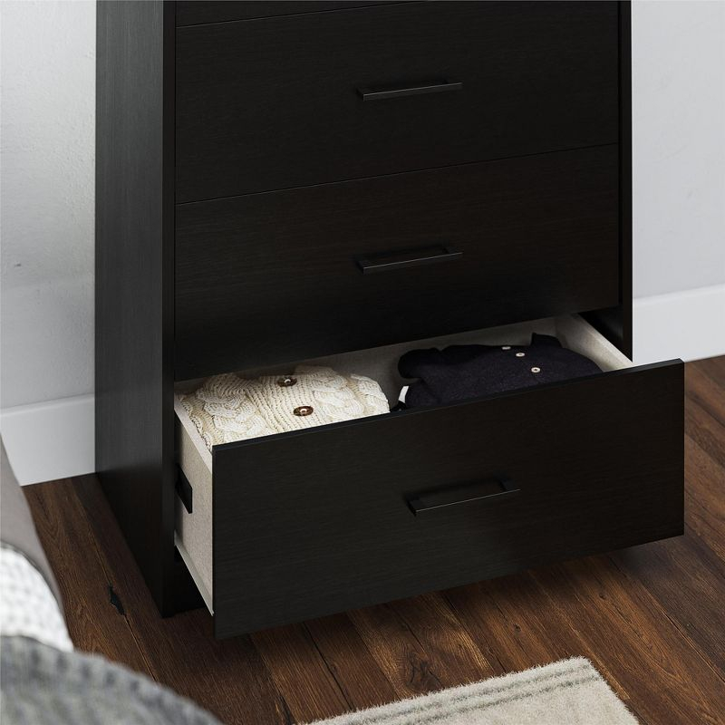 Ameriwood Home BrEZ Build Collection Pearce 4 Drawer Dresser, Black Oak