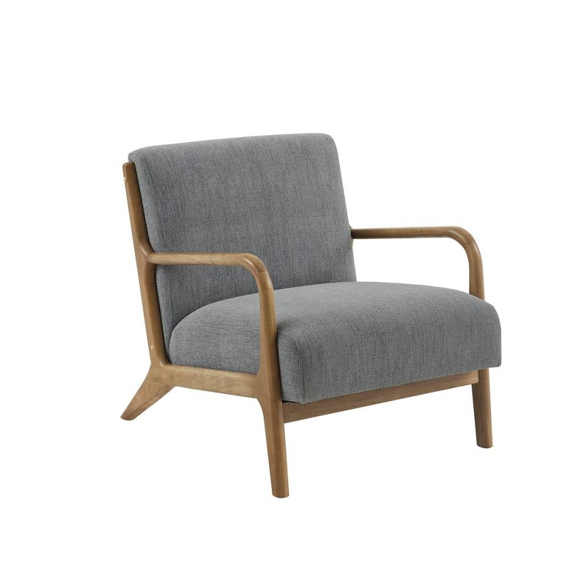 Ink+Ivy Novak Lounge Chair Gray: Mid-Century Elm Wood Frame, Upholstered, Comfort Seating