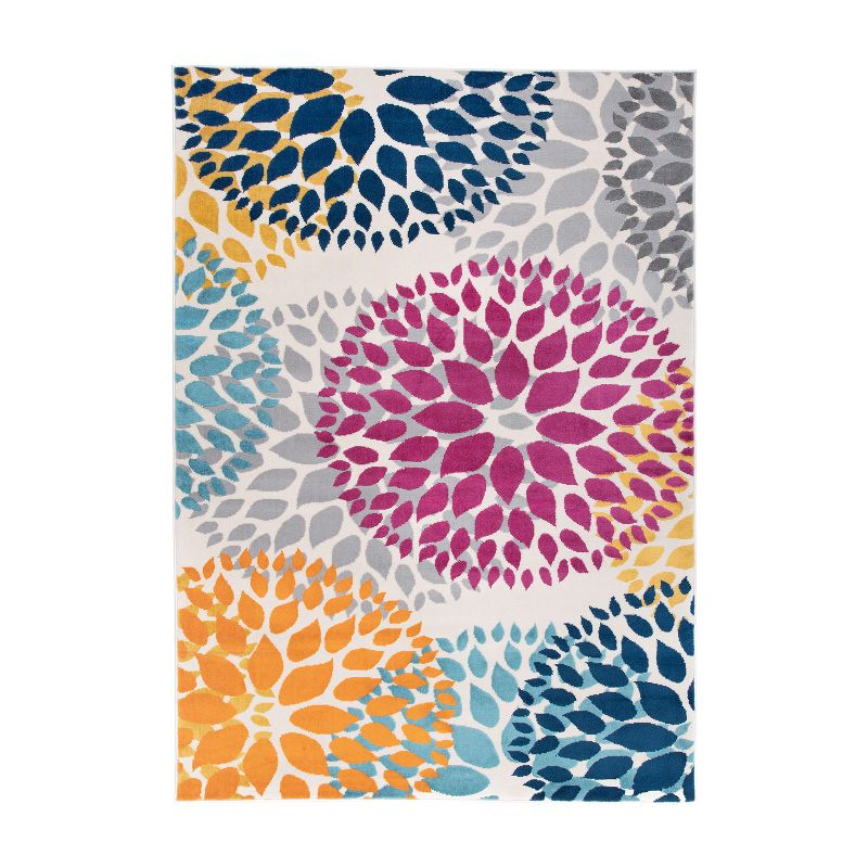 World Rug Gallery Modern Floral Circles Multi 5' x 7' Area Rug