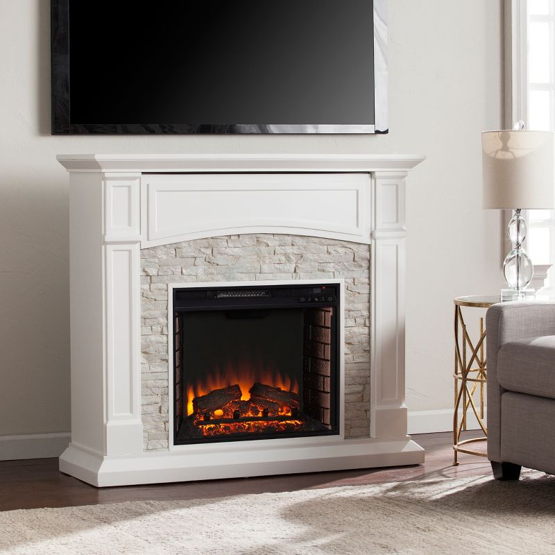 Seneca Electric Media Fireplace - White - SEI