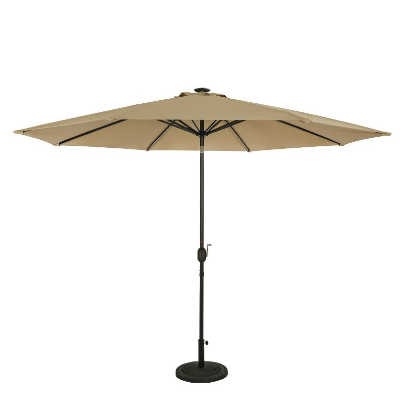 11' x 11' Calypso II Market Patio Umbrella with Solar LED Strip Lights Champagne - Island Umbrella