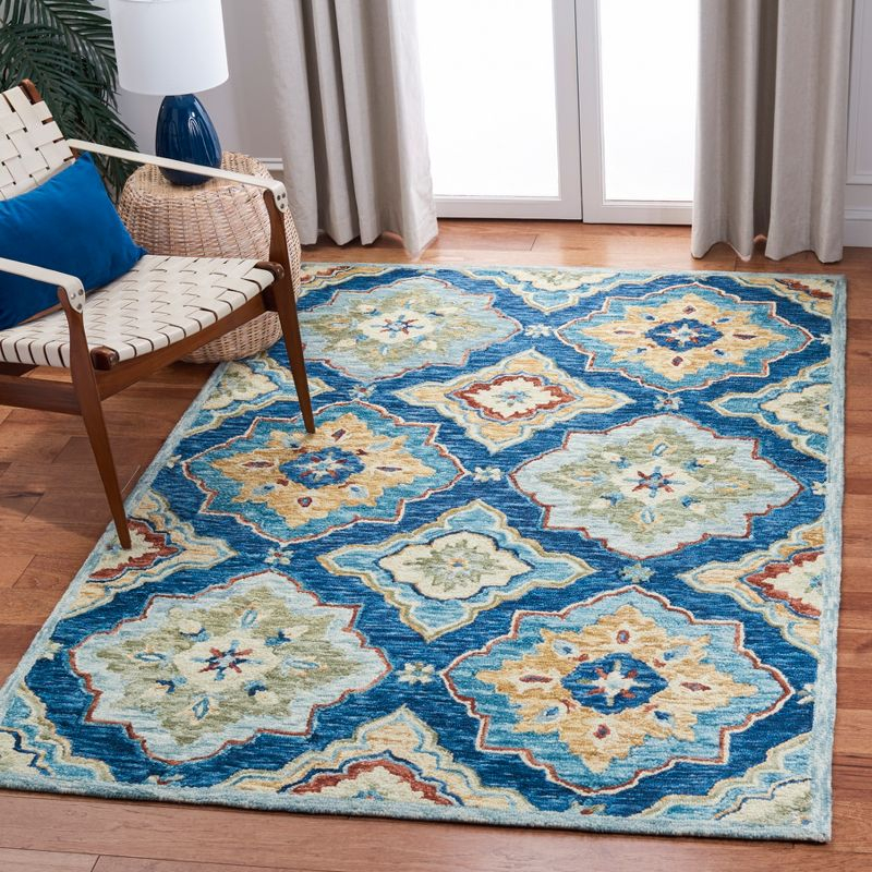 Suzani SZN503 Hand Tufted Area Rug - Navy/Green - 4'x6' - Safavieh.