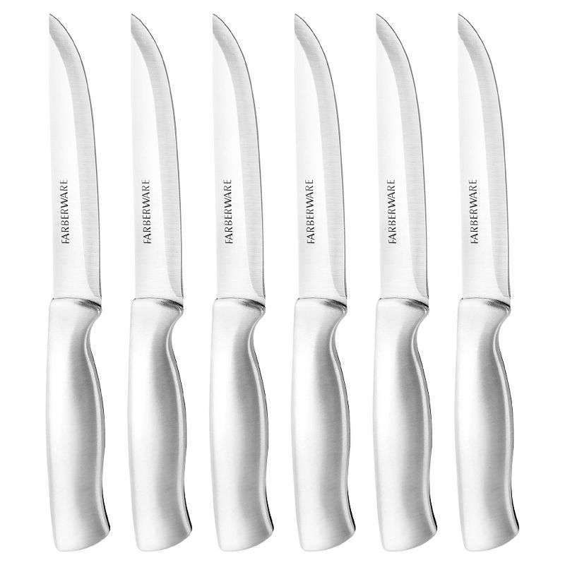 Farberware 15pc Stainless Steel Knife Block Set: Kitchen Knife Set with Block, Serrated Blades, Hand Wash, Silver
