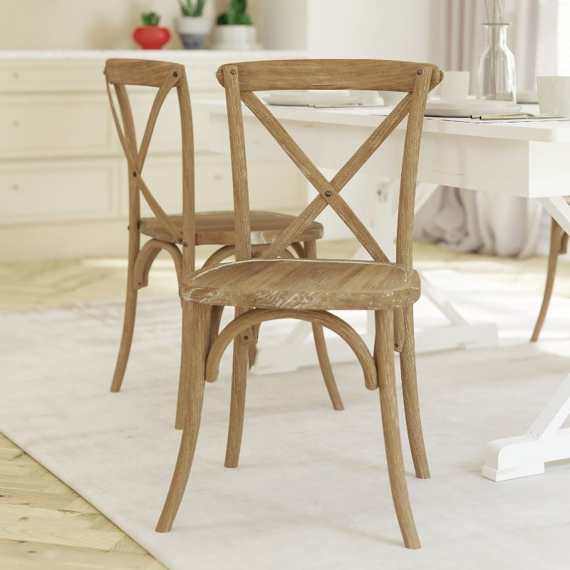 Emma and Oliver 2-pack Medium Natural With White Grain X-Back Chair