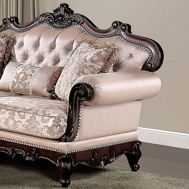 HOMES: Inside + Out Alsace 48.5" Loveseat Traditional Button Tufted Dark Cherry/Light Brown