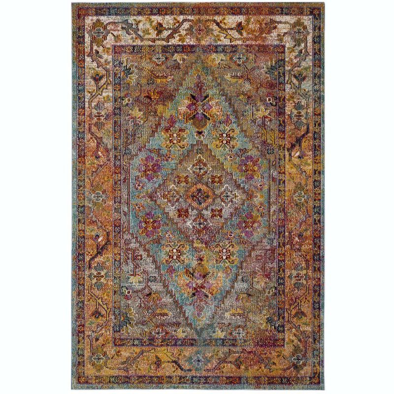 Crystal CRS507 Power Loomed Area Rug - Light Blue/Orange - 6'7"x9'2" - Safavieh.