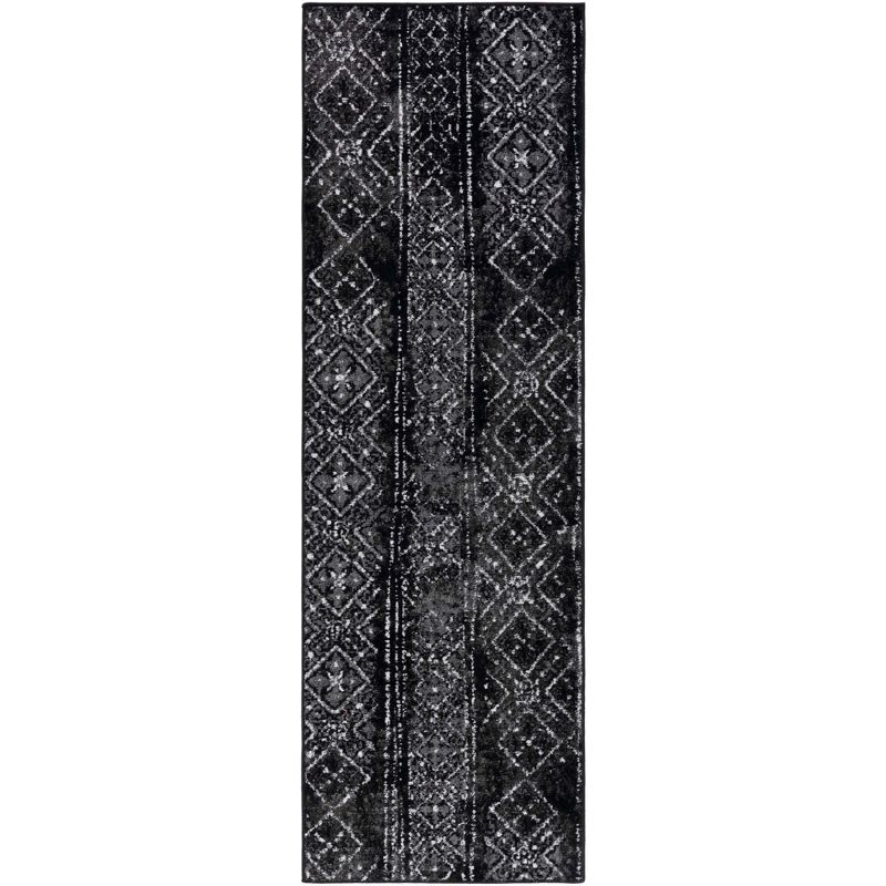 Adirondack ADR111 Non-Shedding Power Loomed Indoor Runner Rug - Black/Silver - 2'6"x10' - Safavieh