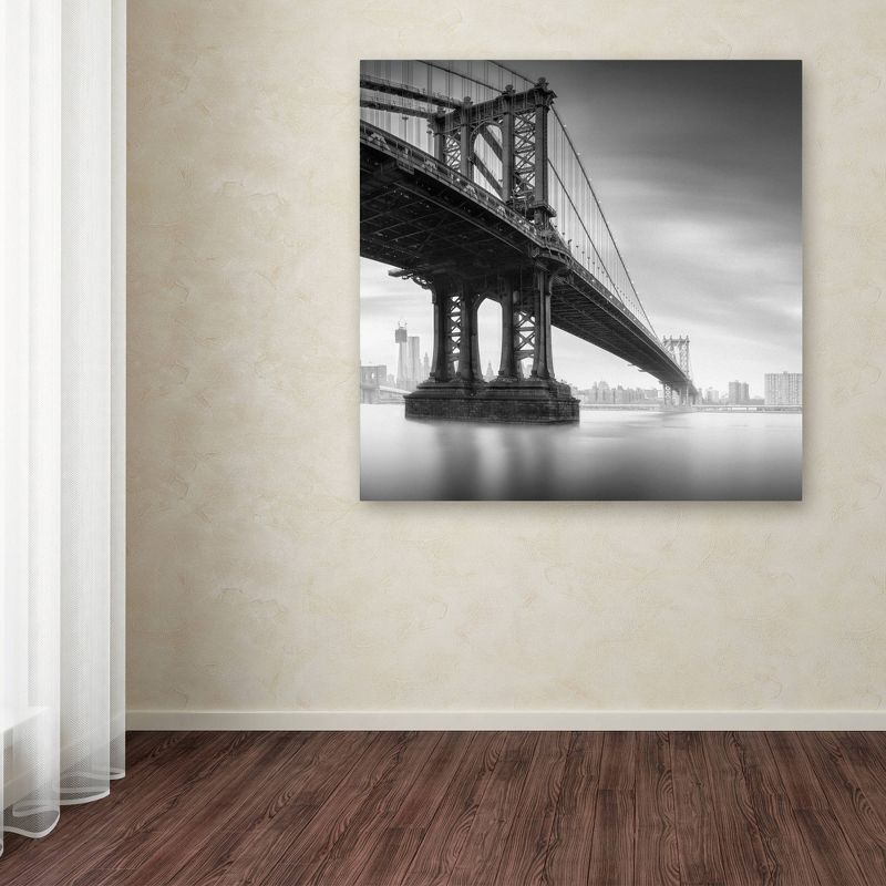 24" x 24" Manhattan Bridge I by Moises Levy - Trademark Fine Art: Gallery-Wrapped Canvas for Living Room