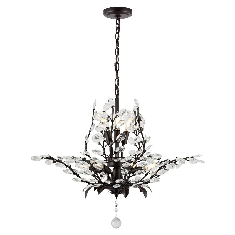 28.5" 7-Light Diantha Contemporary Bohemian Iron/Acrylic LED Pendant Oil Rubbed Bronze/Clear - JONATHAN Y: ETL Listed, Adjustable Height