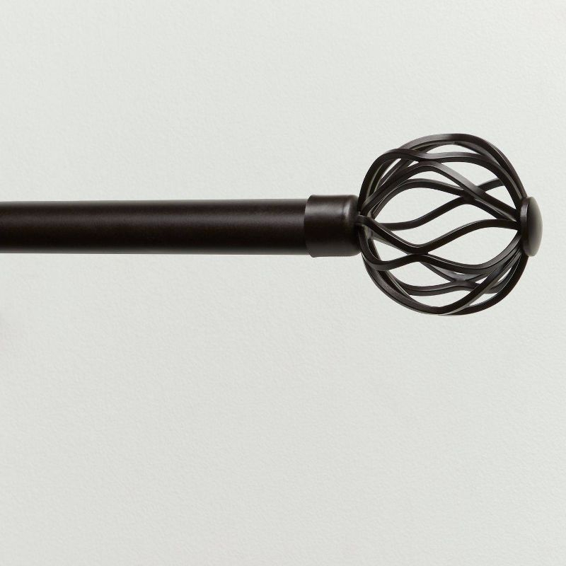 Exclusive Home 36"-72" Ogee Curtain Rod - Matte Bronze: Adjustable Iron Rod, Cage Finial, 25 lb Capacity