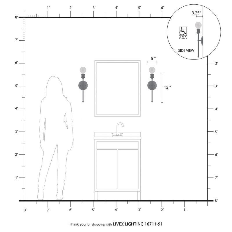 Livex Lighting Lansdale 1 - Light Sconce in  Brushed Nickel