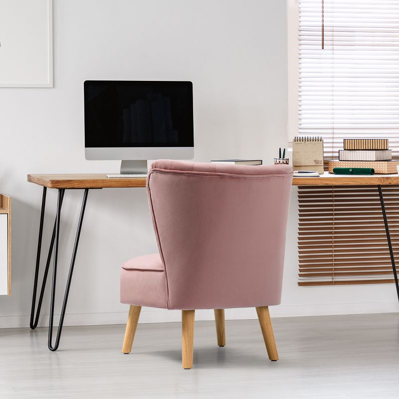 Costway Armless Accent Chair Modern Velvet Leisure Chair Single Upholstered Pink
