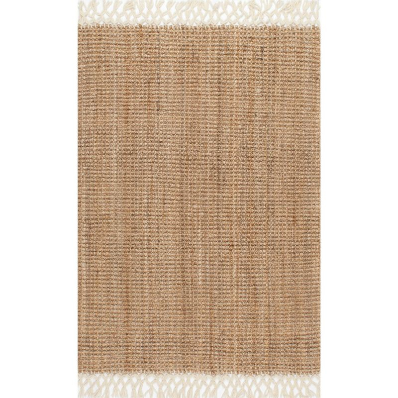 Nuloom Raleigh Farmhouse Jute Tasseled Area Rug, 6' x 9', Beige