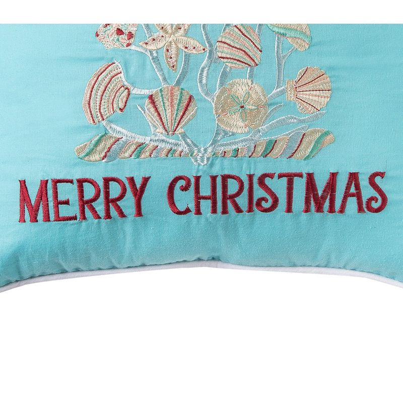 C&F Home Merry Christmas Seashells Aqua Pillow