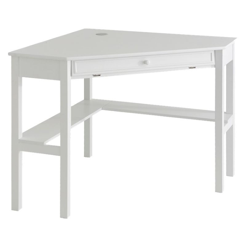 Southern Enterprises Corner Desk - White - Aiden Lane: Wood Composite, Cable Management, 40lb Capacity