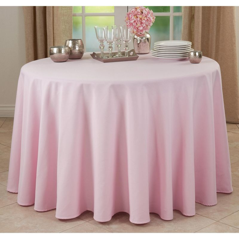 Saro Lifestyle Solid Color Everyday Tablecloth, Pink, 120" Round
